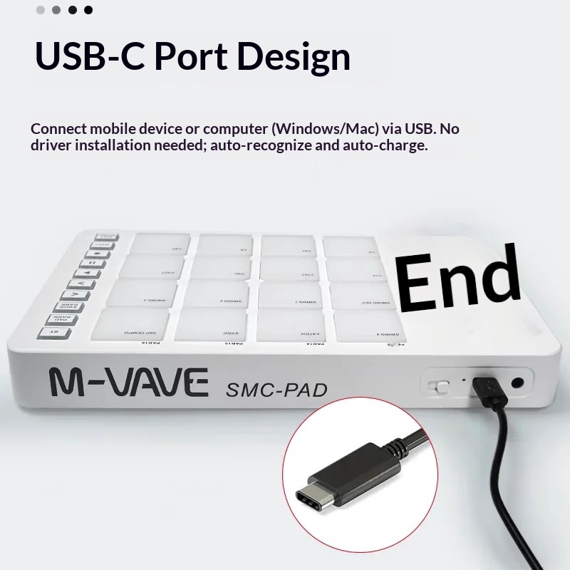 Midi Controller Pad - M Vave Smc Pad16 Wireless Midi