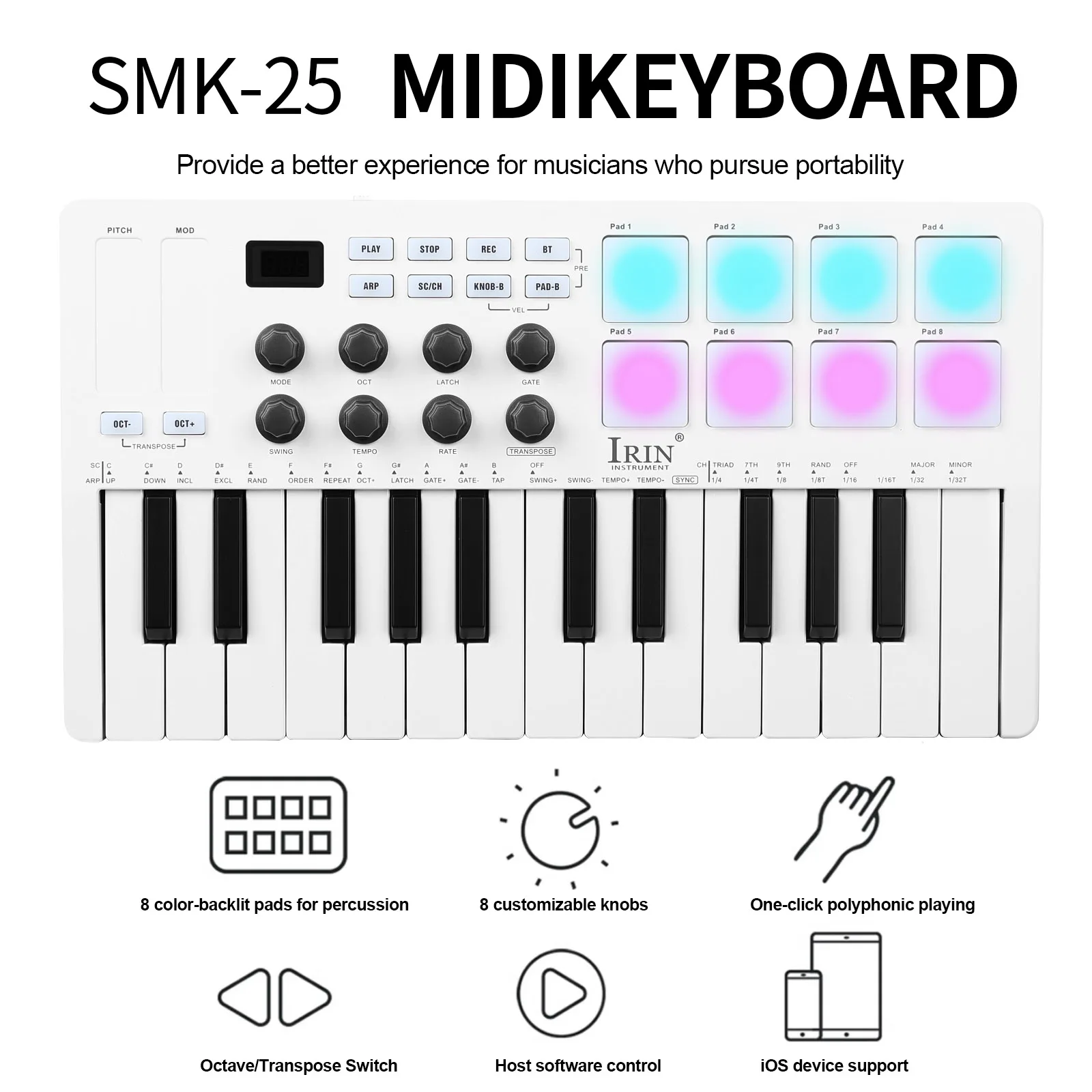 IRIN 25-Key MIDI Controller Ke - đánh giá và giá Midi Controller Pad