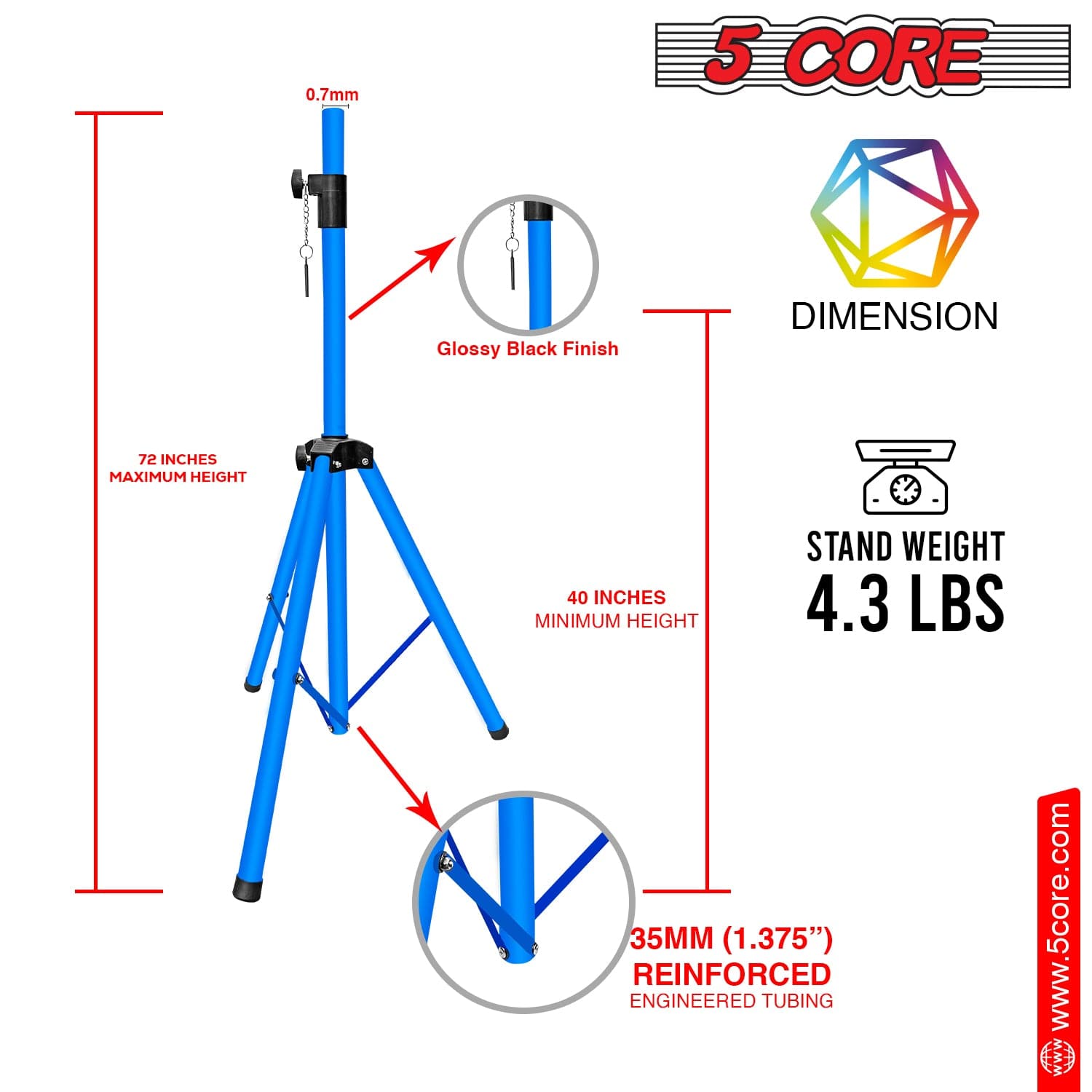 5 Core Speaker Stand Height Ad - đánh giá và giá Speaker Stand Tripod